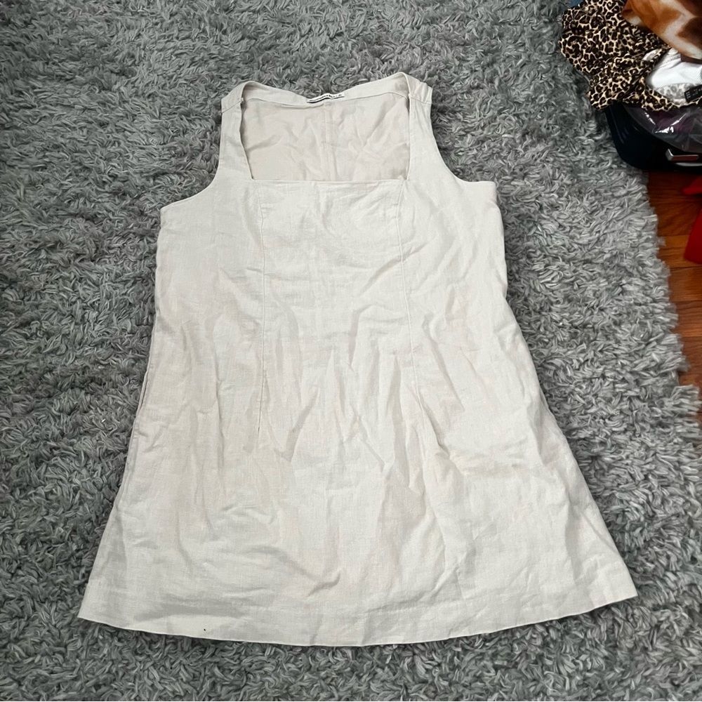 Linen-Blend Wide Strap Mini Dress Size XL